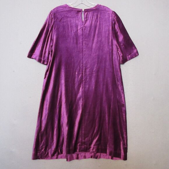 J Jill Dress Large Purple Velvet Short Sleeve Shift Lagenlook Party NWT - Picture 10 of 12